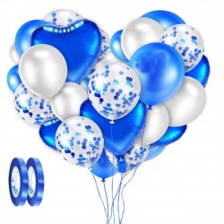 Luftballons Metallic Set 48pcs Luftballons Konfetti & Helium Balloons mit Bändern Latex Ballons für Hochzeit Geburtstag Babyparty Graduierung Deko