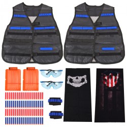 2er Taktische Weste Jacke Set für Kinder, Taktische Jacke Set Kids Tactical Vest Zubehör Set mit 80 Darts Nachfüllpack