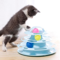 Interaktives Katzenspielzeug Katzen Spielturm Spielzeug Katze Bälle Trackball mit 4 Bällen, für Training & Beschäftigung