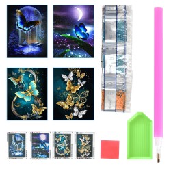 Diamond Painting Bilder 4 Pack DIY 5d Diamant malerei Kits Schmetterling Glänzendes kristallartiges Kreuzstichset für Room Wanddekoratio