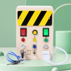 Montessori Busy Board Sensorisches Spielzeug Praktisches Geschicklichkeits-Lernspiel mit 6 verschiedenen LED-Farben für Reisen Rollenspiel