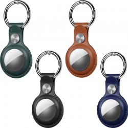 4er Pack AirTag Anhänger aus PU-Leder Kratzfeste Hülle für AirTag Schlüsselanhänger mit original Tasten Schutzhülle mit Schlüsselring