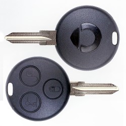 Schlüssel Gehäuse 3 Tasten mit Rohling für Smart Cabrio 450 Schwarz