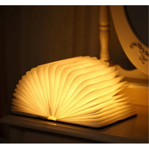 2 STÜCK Kleine Faltbar Buchlampe Holzbuch LED Nachttischlampe Nachtlicht Lampe d