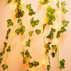 12 Pack Efeu Girlande Kunstpflanze Efeu Künstlich Efeugirlande Efeublätter Efeuranke mit LED-licht
