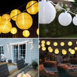 LED Solar Lichterkette Lampions 6.5 Meter 30er LED Lampions Laterne Lichterkette Garten Innen und Außenbereich für Party Weihnachten