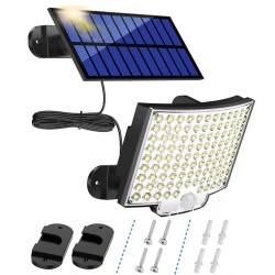 Solarlampen für Außen 106LED Mit Bewegungsmelder IP65 Wasserdicht 120° Beleuchtungswinkel Aussen LED Strahler Außen Für Garten 5m Kabel