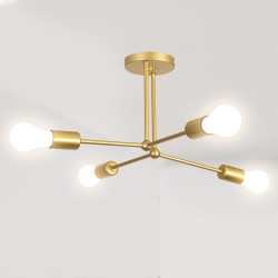 Deckenlampe Deckenleuchte Lichter Kronleuchter Golden Eisen 4xE27 für Schlafzimmer Wohnzimmer Küche φ72cm (ohne Glühbirne) für Flur Küche Esszimmer