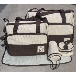 Wickeltasche Baby-Pflegetasche Taschen-Organizer 5tlg Set braun/beige