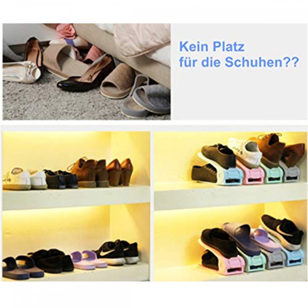 10X Schuhstapler Schuhhalter Schuhregal Sandalen Verstellbarer Hausschuhe Grau