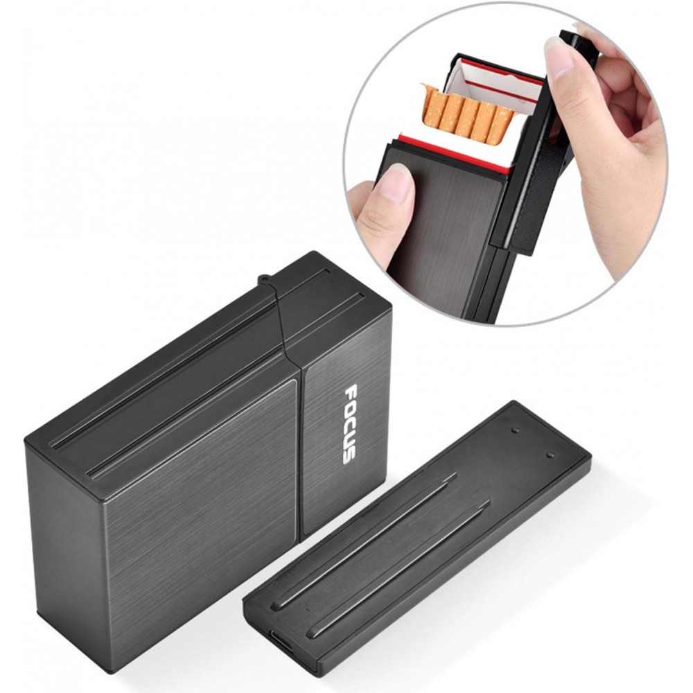 2-in-1 Alu USB Zigarettenetui Zigarettenschachtel mit Feuerzeug Zigarettenbox DE 