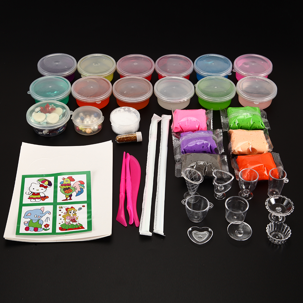 DIY Slime kit Schleim Selber Machen mit 12 Farben Crystal Clay Slime, 
