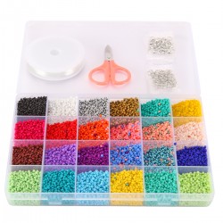 Mini Glasperlen Run Farben Perlen zum Basteln 2 mm mit 24-Gitter Aufbewahrungsbox für Schmuckherstellung
