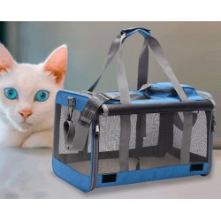 Transportbox Hundebox Faltbar Katzenbox Hunde Tragetasche Katzentragetaschen Katzentransport Tasche 47*26.5*29cm blau
