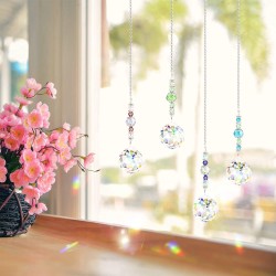 4 Stück Kristall Sonnenfänger Fenster Kristalle Licht Deko Anhänger, Kristall Glas Prisma Anhänger, Regenbogen Maker, für Zuhause, Garten, Muttertagsdekoration