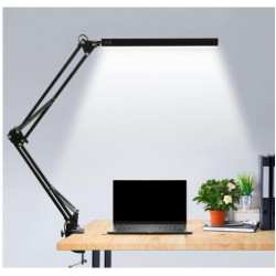 LED Tageslicht Schreibtischlampe Klemmbar Klemmfuß mit Schwenkarm 10W Dimmbar Architektenlampe Augenschutz für Büro Studium und Lesen