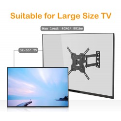 TV Wandhalterung Schwenkbare Neigbare TV Halterung für 32-55 Zoll Flach & Curved Fernseher bis zu 45Kg