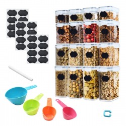 Vorratsdosen Set (4x2L+8x1.4L+4x0.8L) BPAfrei Kunststoff luftdicht mit Deckel Küche Aufbewahrung für Nudeln Müsli Reis Mehl Getreide cornflakes usw