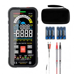 Digital Multimeter Auto-Rang Spannungsprüfer Strommessgerät mit LCD-Anzeige Hintergrundlicht Messleitungen für Elektriker (Schwarz)