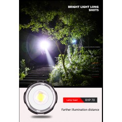 LED Taschenlampe Extrem Hell Taschenlampe Typ C Aufladbar Taktische Taschenlampen mit 26650 Akku CREE IP67 5 Lichtmodi für Camping Wandern Notfälle