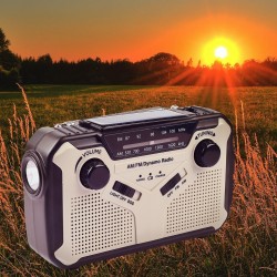 Kurbelradio Notfallradio AM/FM mit Kurbel & 4000 mAh Akku Solar Radio Handkurbel Blackout Notfallausrüstung Als Taschenlampe & Ladegerät (Grey)