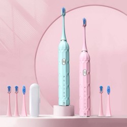 Elektrische Zahnbürste für Männer Frauen Electric Toothbrush 5 Putzmodi für Zahnpflege USB-Aufladung wasserdicht + 5 Aufsteckbürsten + Reise-Etui