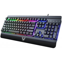 Rainbow LED Gaming-Tastatur Kabelgebunden  Ganzmetallpaneel Rainbow LED Beleuchtete Tastatur ergonomisch wasserdicht