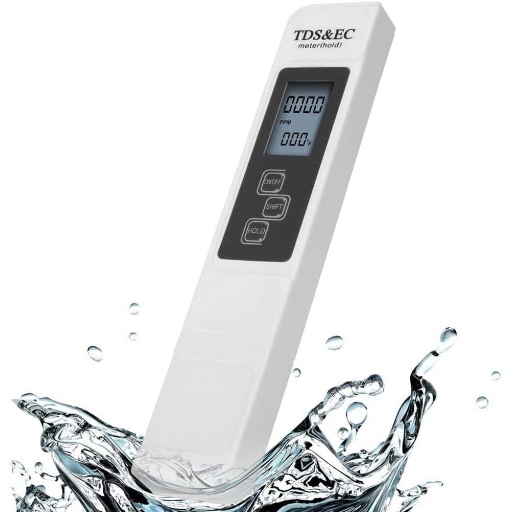 Digitales TDS Messgerät 3 in 1 Wasserqualitätsmessgerät TDS EC Leitfähigkeitstemperaturmessgerät mit LCD Display für Trinkwasserindustrie 0〜9999PPM 