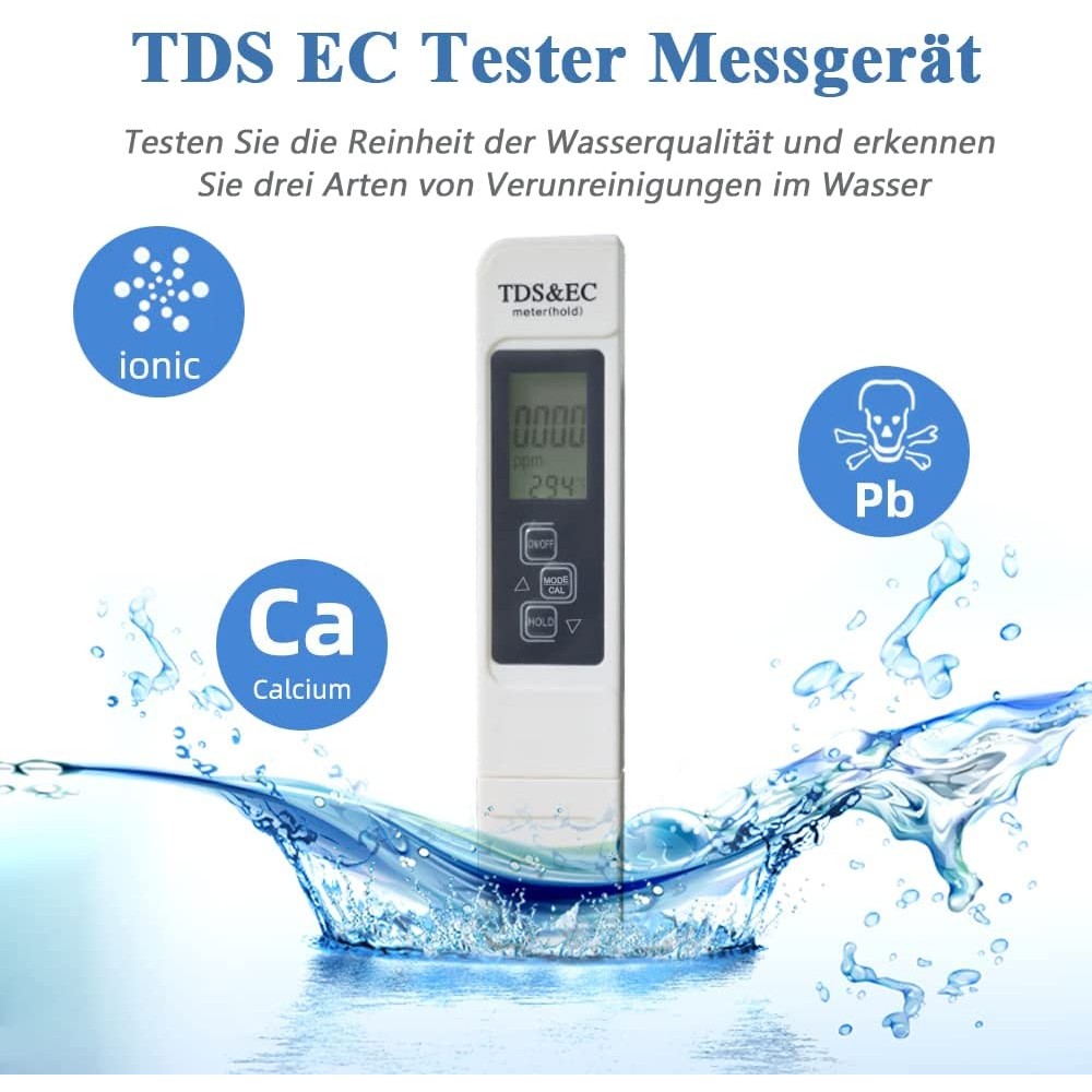 Aquakultur TDS Detection Pen für Trinkwasser Schwimmbad etc. Tragbarer digitaler Wasserqualitätstester mit LCD-Display 